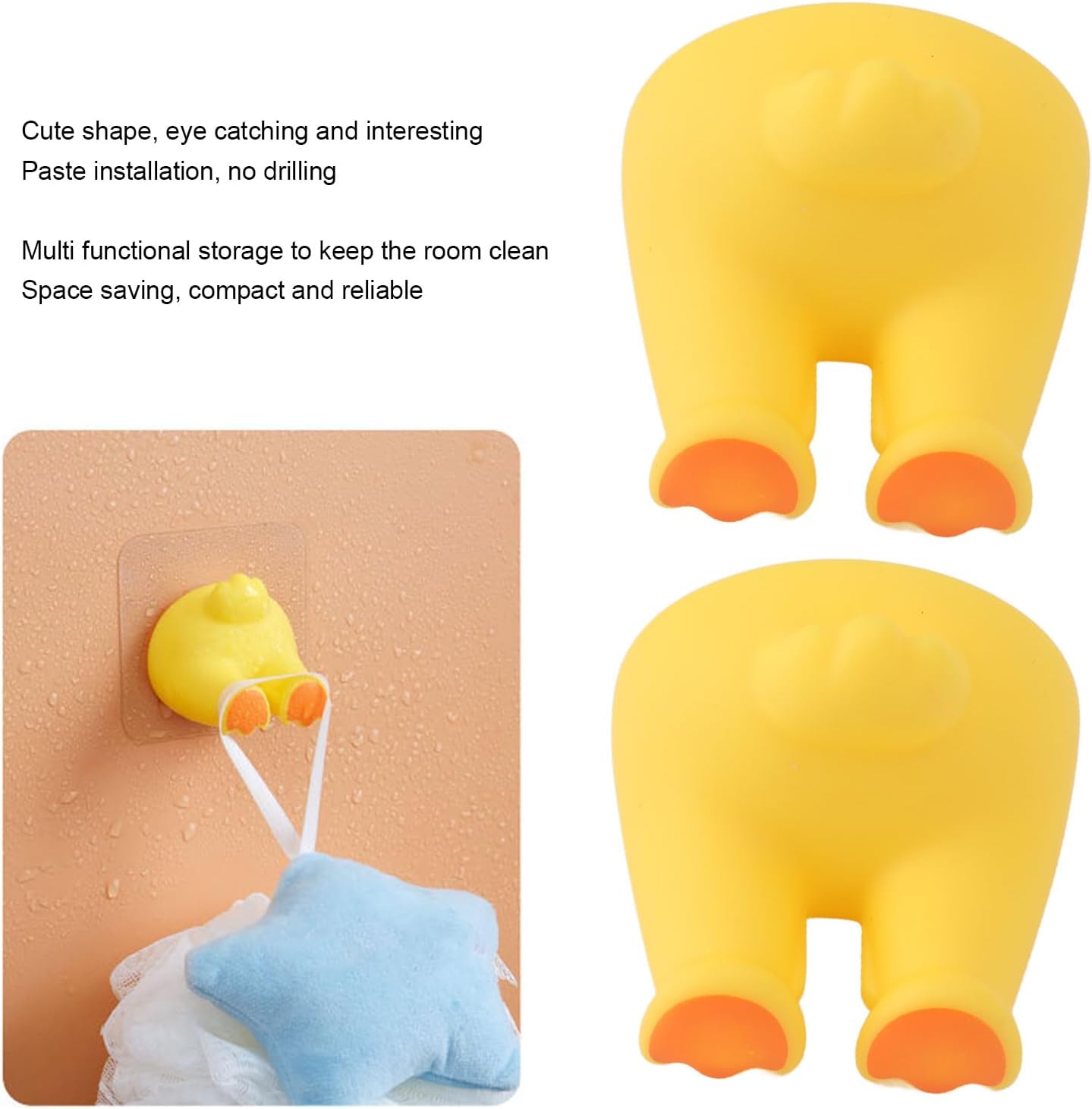 Kids Duck Tail Toothbrush Holder Cartoon Animal Wall Mount Hook
