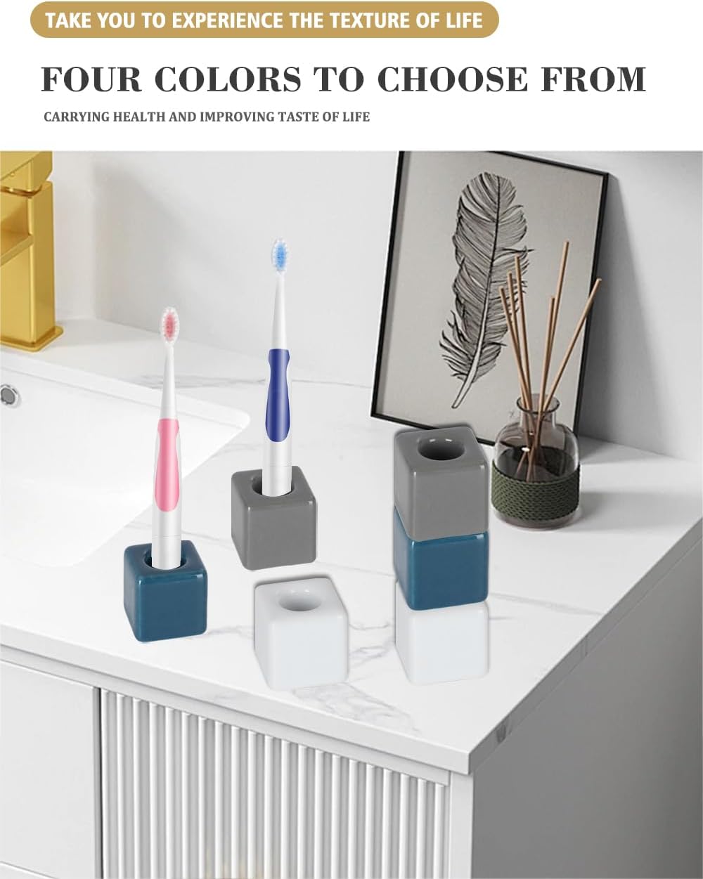 Sleek Mini Ceramic Toothbrush Holder Stand