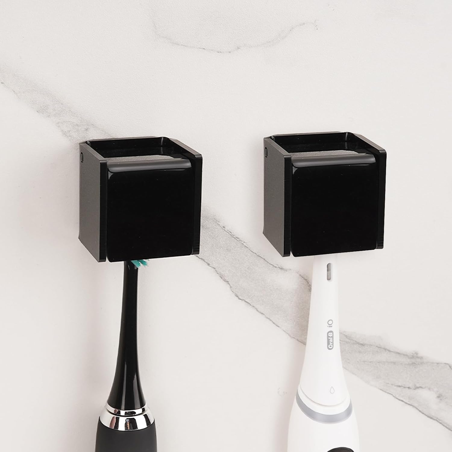 2PCS Wall-Mounted Self-Adhesive Toothbrush Holder Black