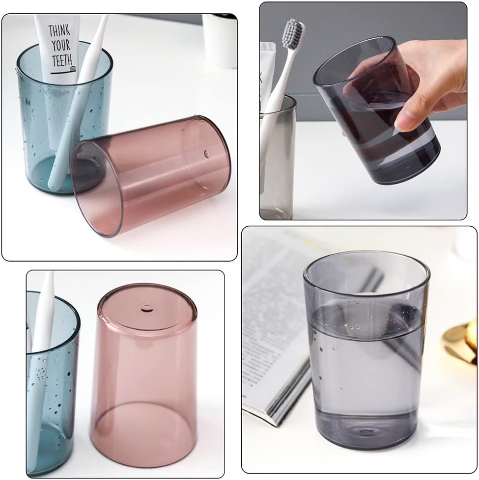 Awhale 3-Piece Toothbrush Mouthwash Holder Set Blue Pink Purple