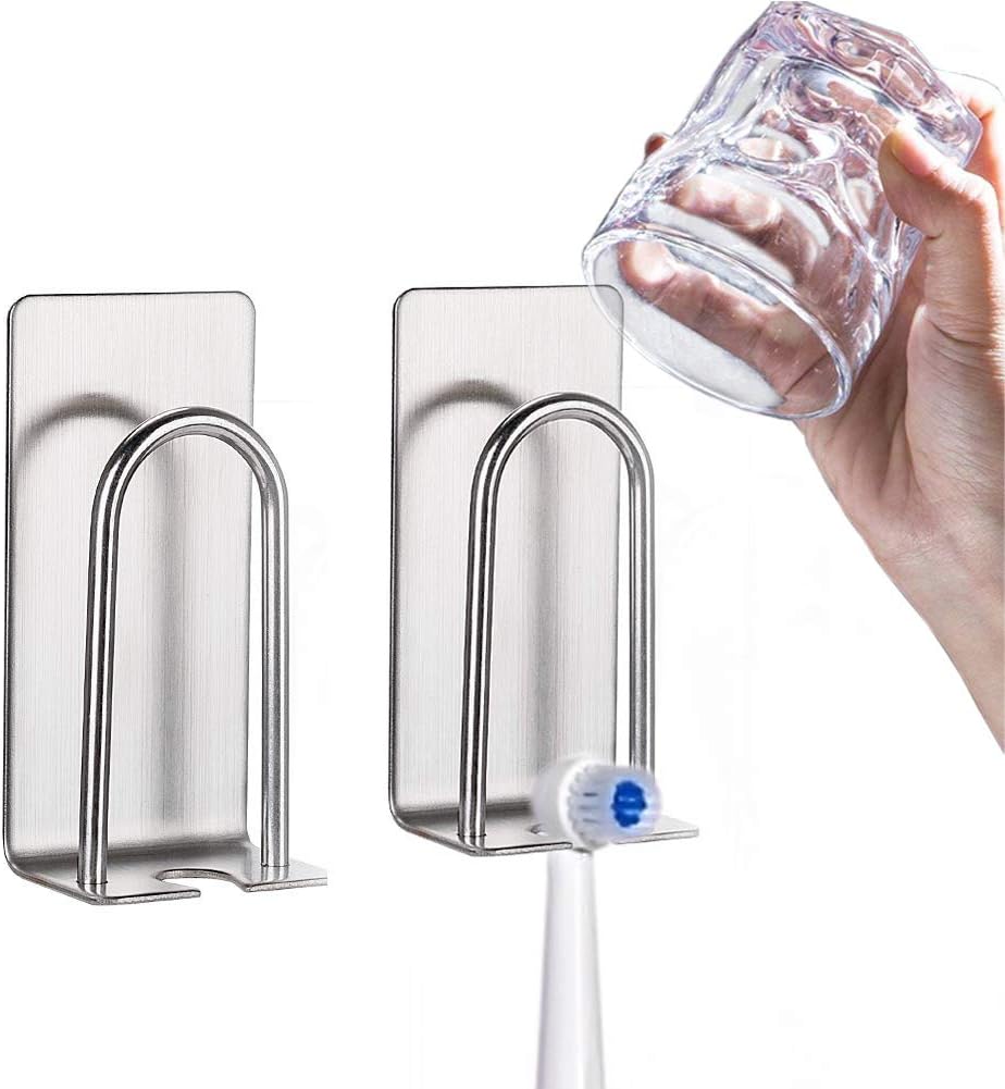 Reduce clutter 2Pack Stainless Steel Toothbrush Holder for Walls Counters