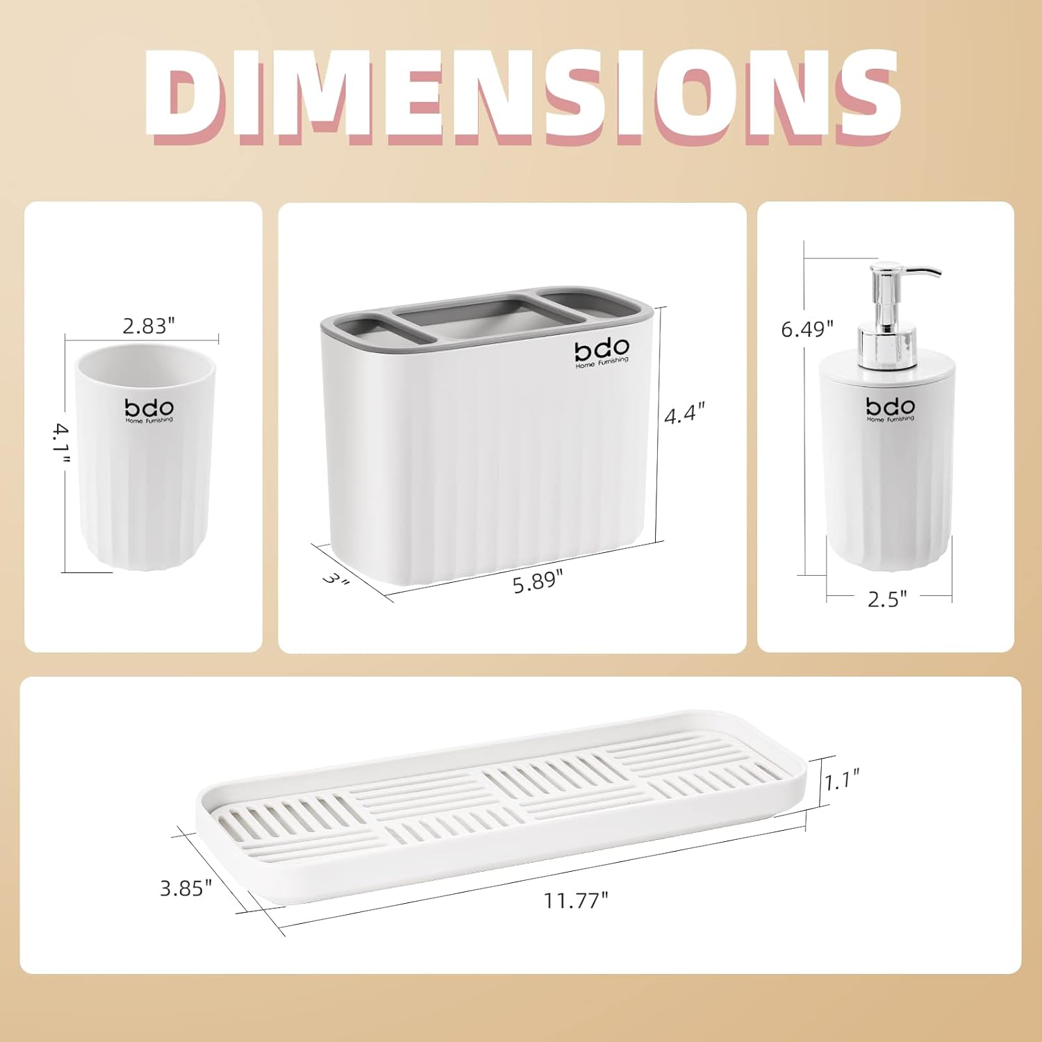 VITVITI Plastic Toothbrush Holder Set for Bathroom Organizer