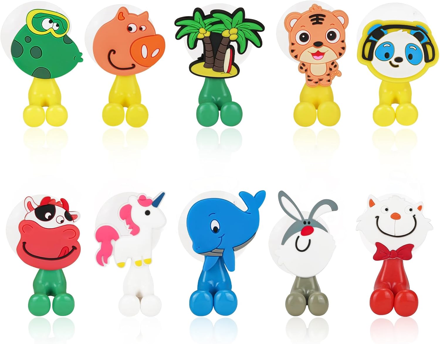 10PCS Cute Animal Toothbrush Holder with Suction Cup Multi-Functional Bathroom Home Organizer