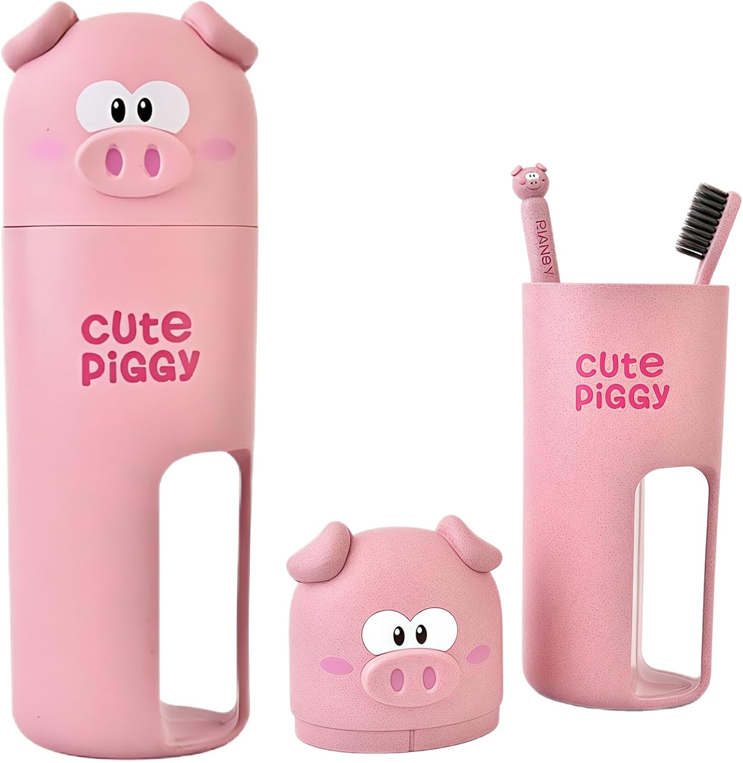 Cute and Functional Vspek Travel Toothbrush Holder with Pink Pig Design