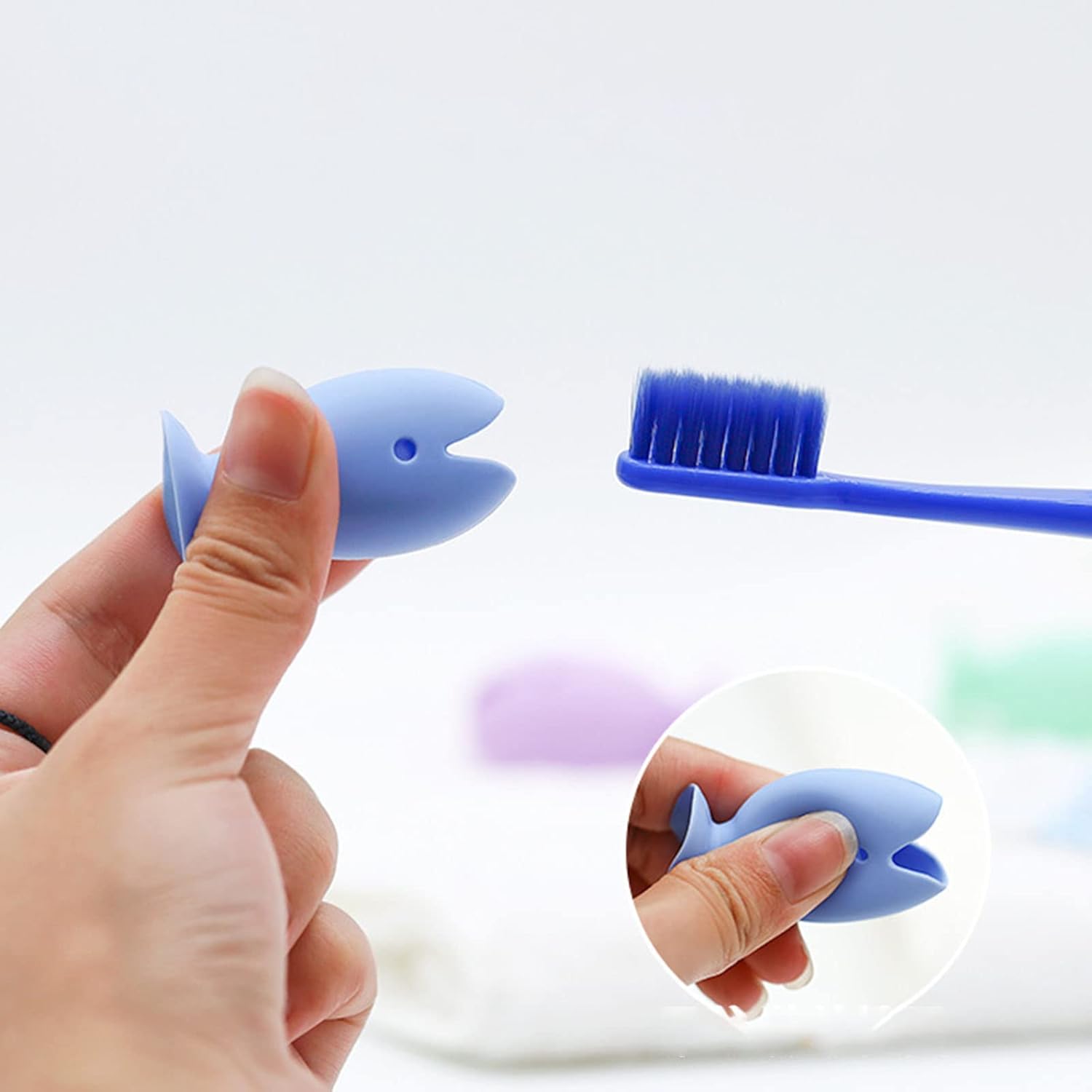 6-Piece Silicone Fish Toothbrush Holder