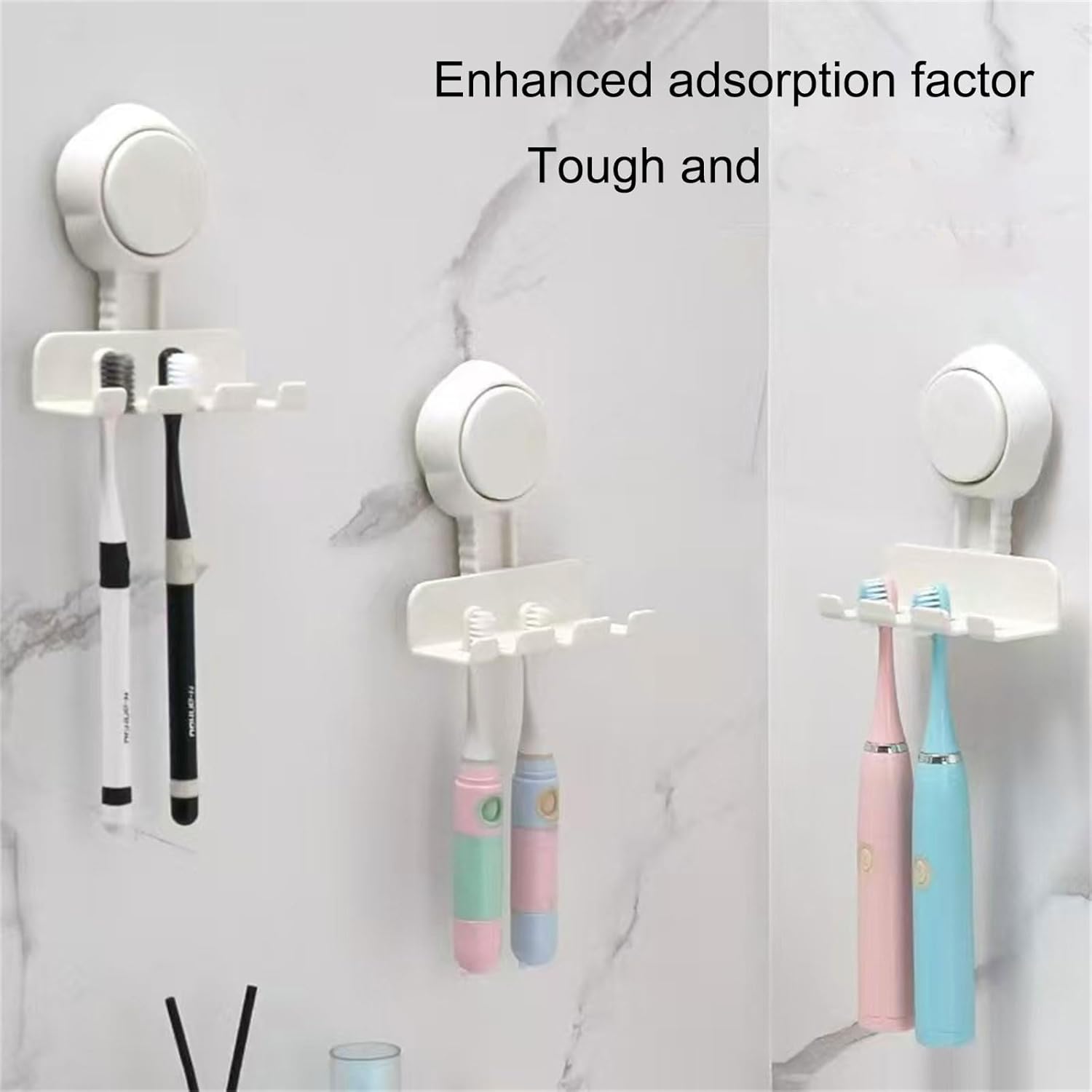 Easy Install Suction Cup Retrieves Toothbrush Holder for Bathroom
