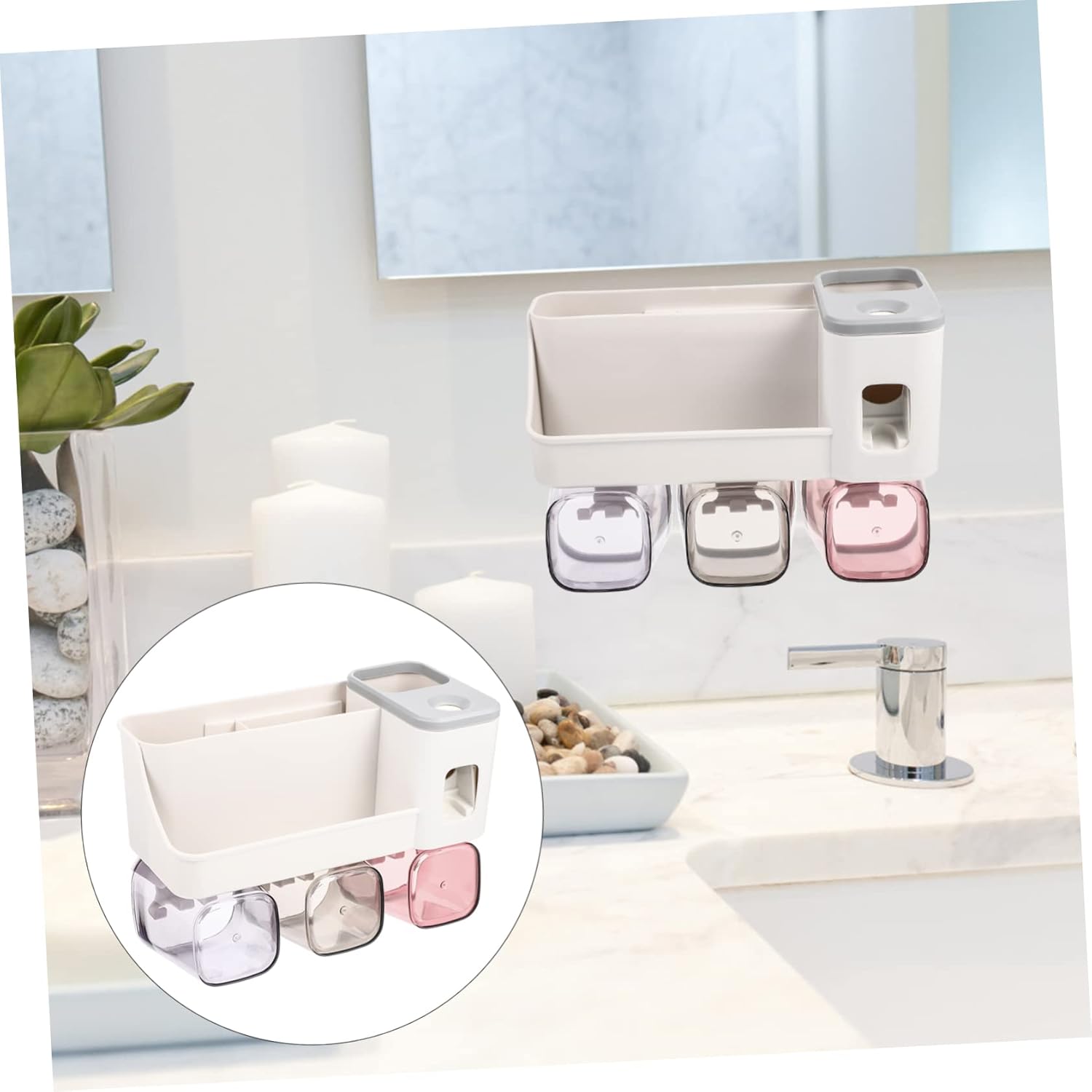 ABOOFAN Toothbrush Holder Bathroom Storage Shelf 238X18CM Light Grey