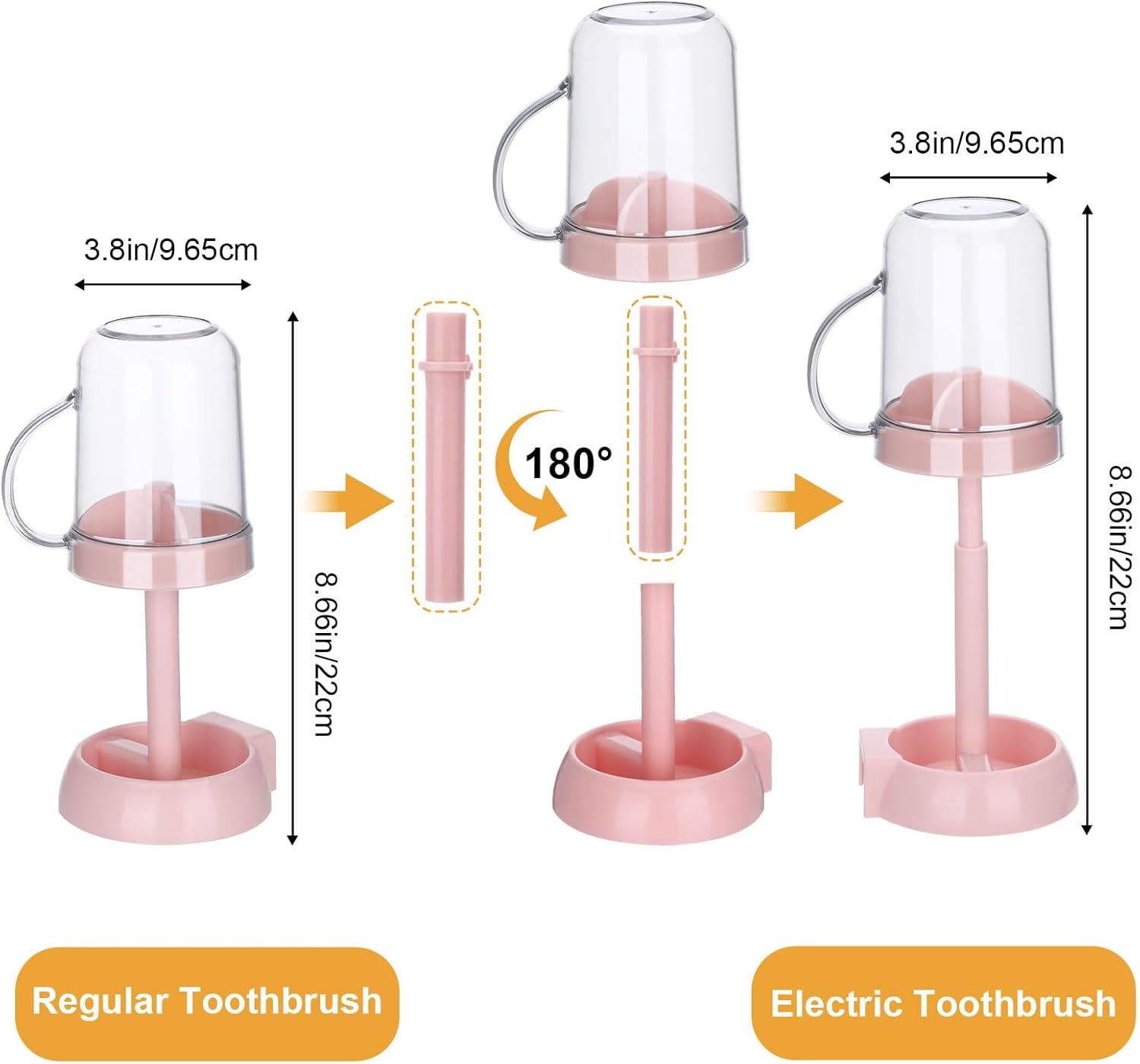 Toothbrush Holder with Cover 3 Slots Travel and Bathroom Use