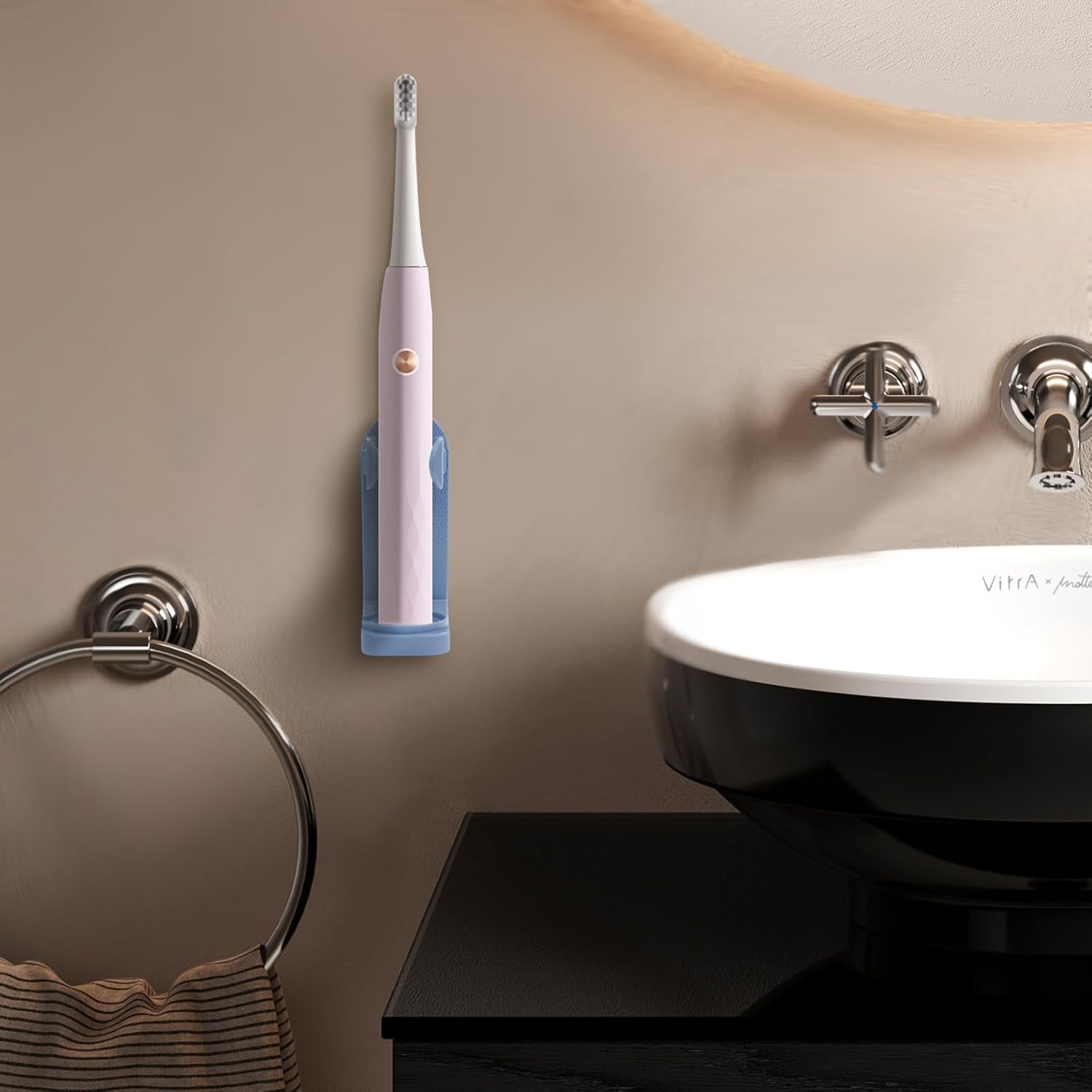 Feelorna 2 Pcs Electric Toothbrush Holders Wall Mounted No Drilling Organizer