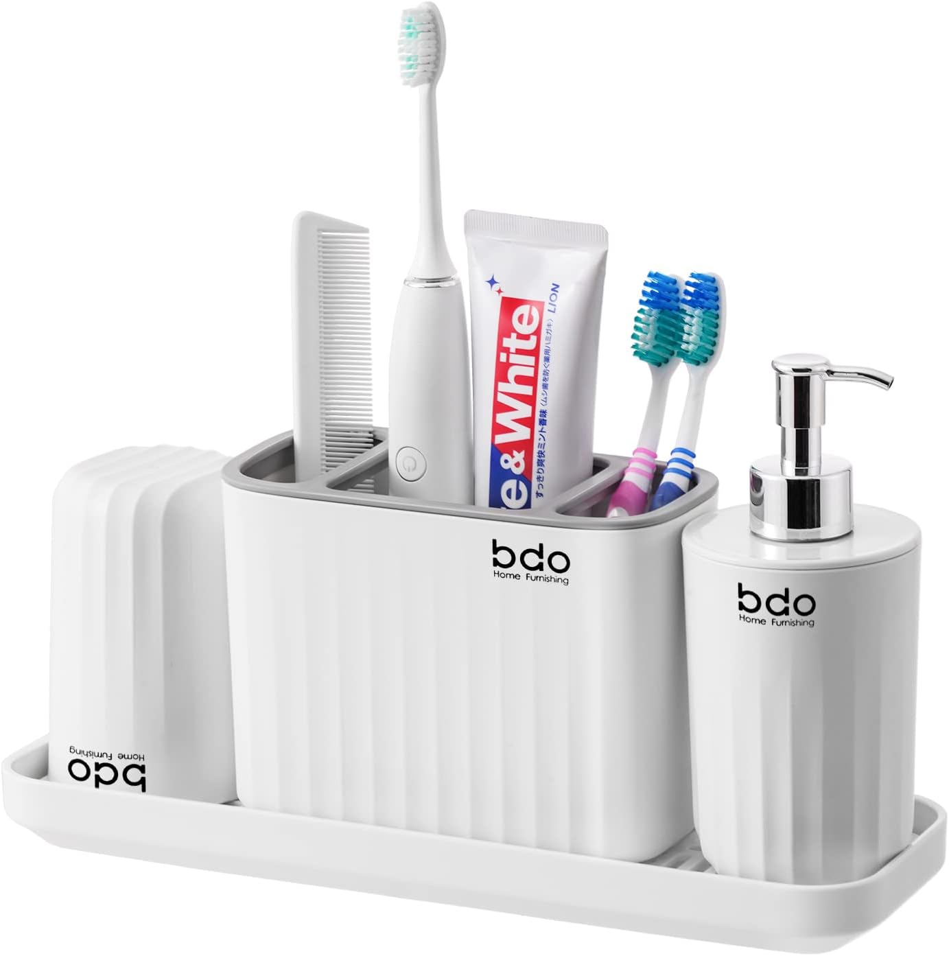 VITVITI Plastic Toothbrush Holder Set for Bathroom Organizer