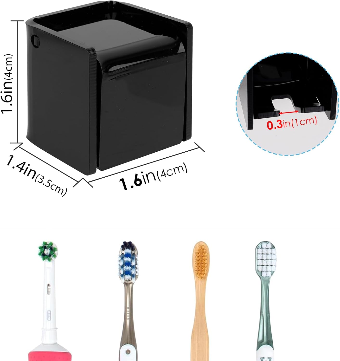 2PCS Wall-Mounted Self-Adhesive Toothbrush Holder Black