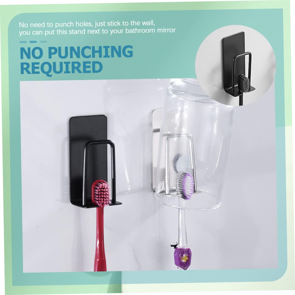 Space-Saving Stainless Steel Wall Mount Toothbrush Holder for Bathrooms