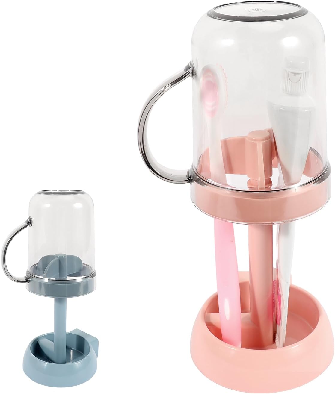 Raydejin Smart Toothbrush Holder with Cup for Bathroom Pink