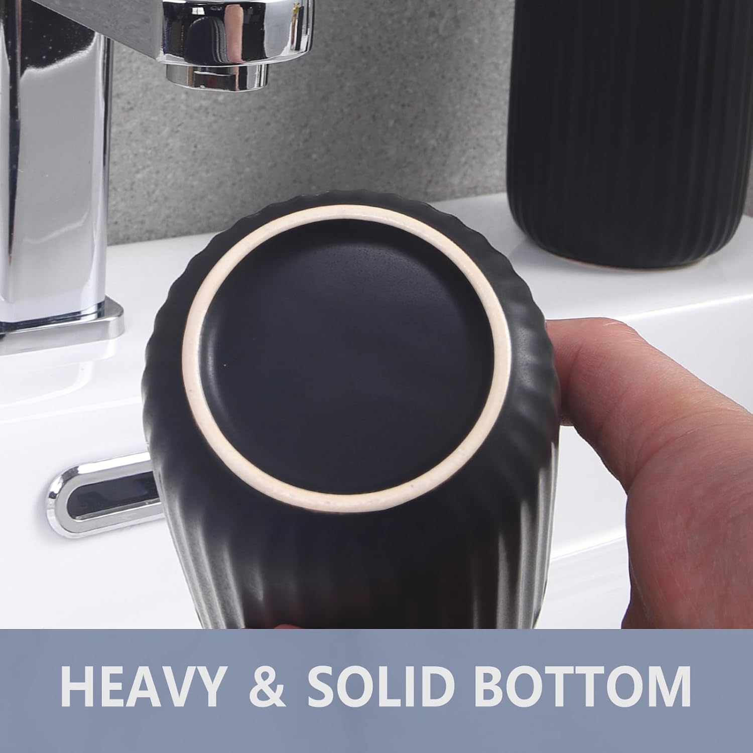 Matte Black Ceramic Toothbrush Holder Set
