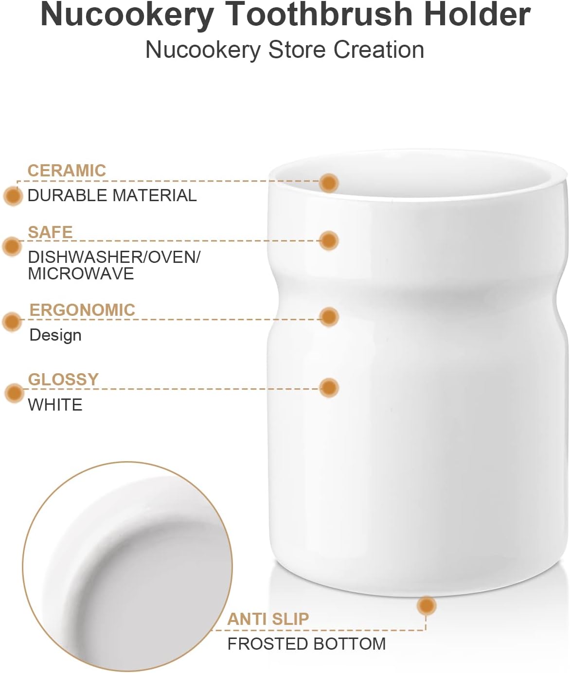 Nucookery Kids 275 Ceramic Toothbrush Holder White