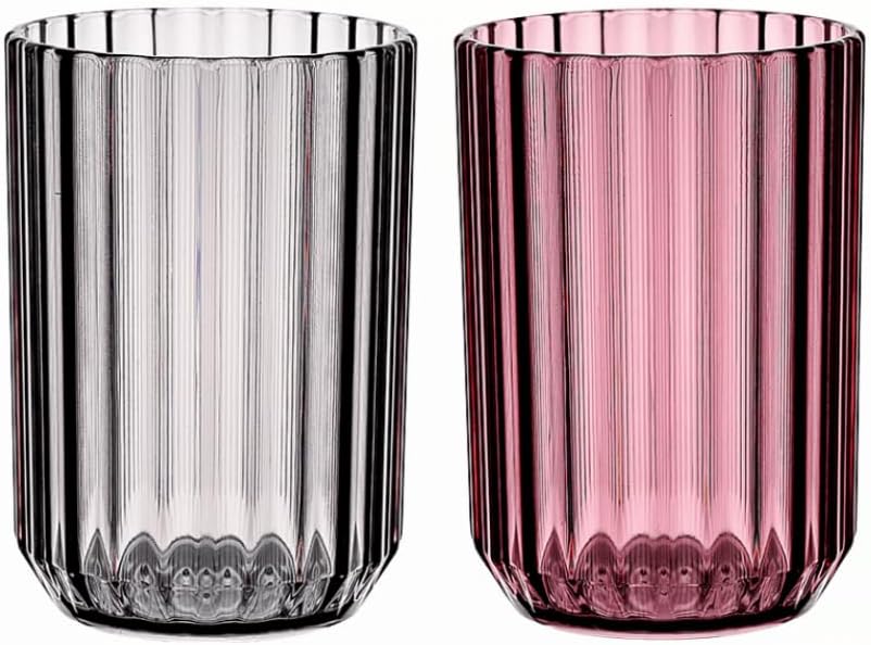 2Pack Toothbrush Cup Holder Set with Blue and Pink Tumbler
