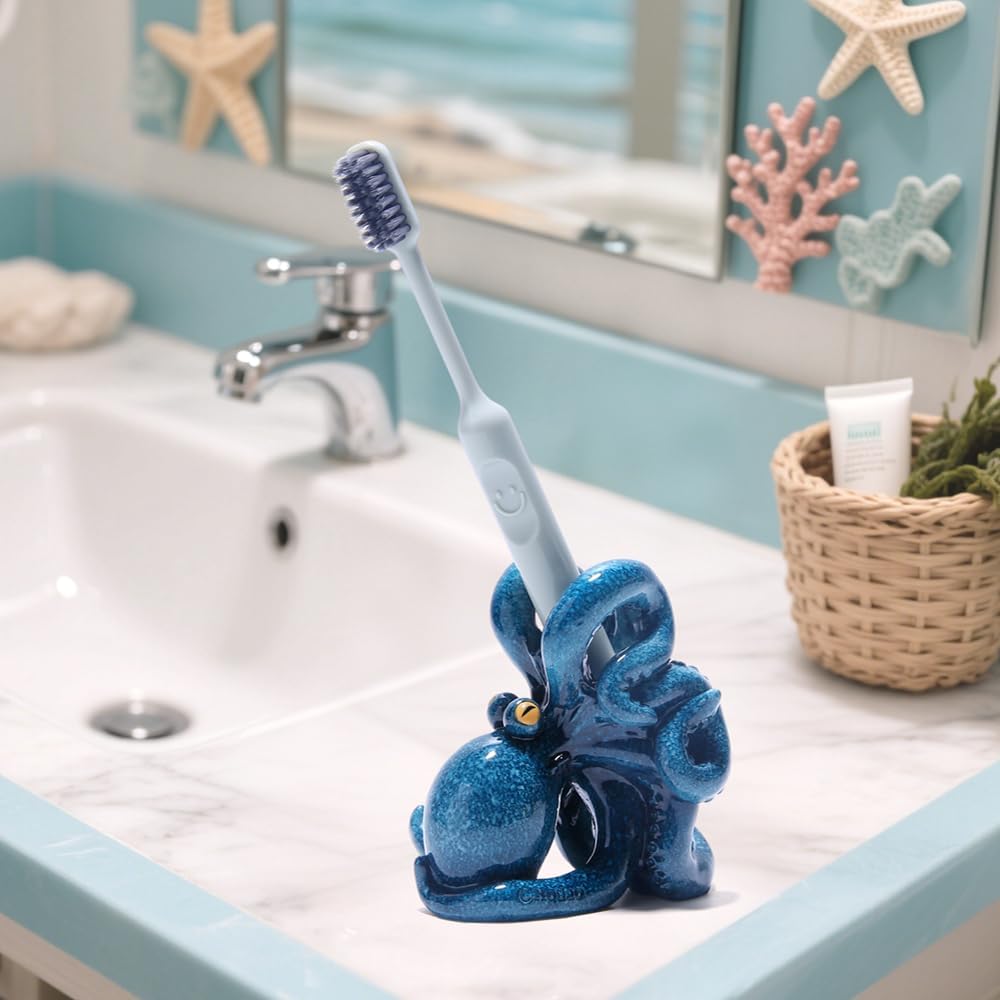 Hodao Blue Octopus Toothbrush Holder