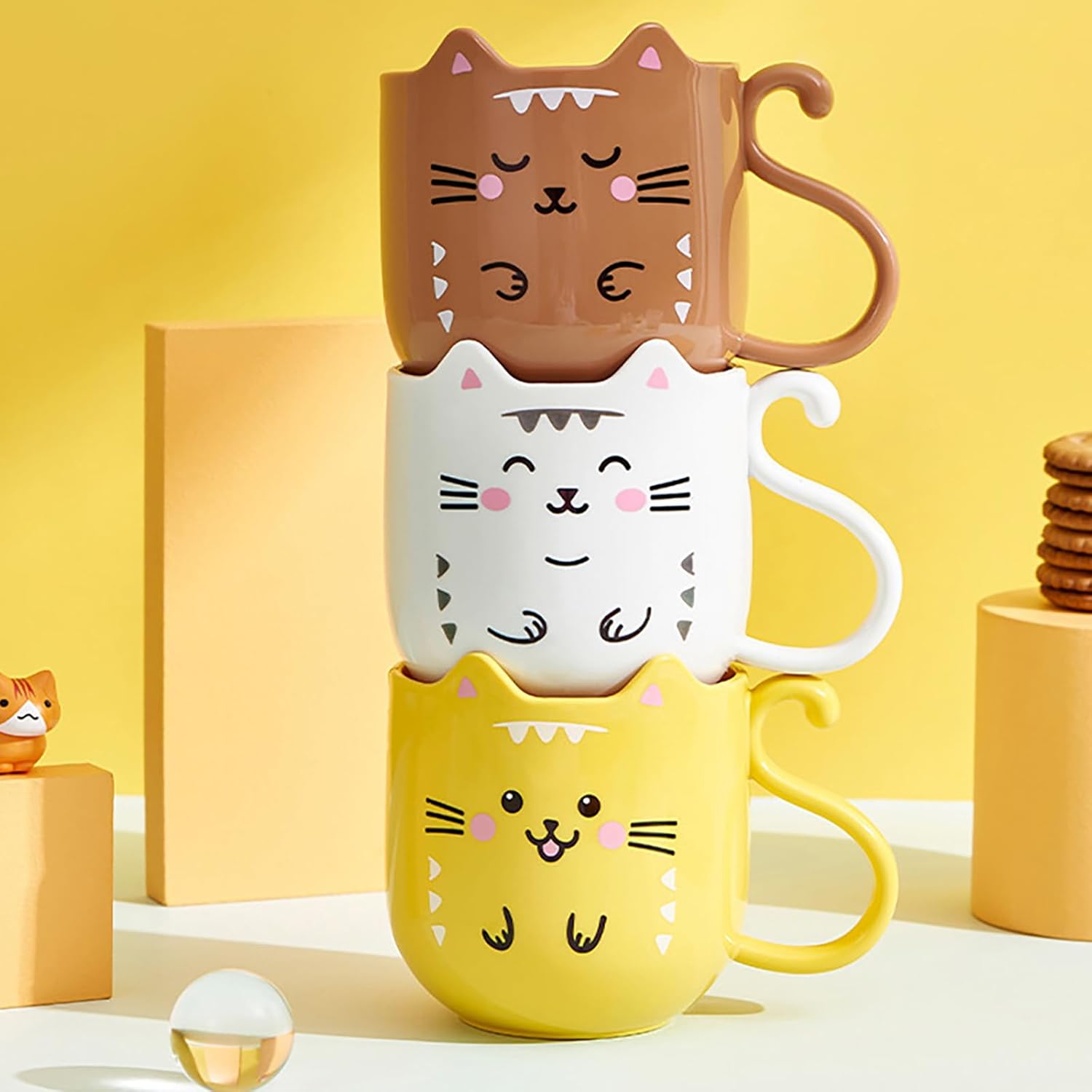 Creative Kitten Mouthwash Cup and Toothbrush Holder for Bathroom