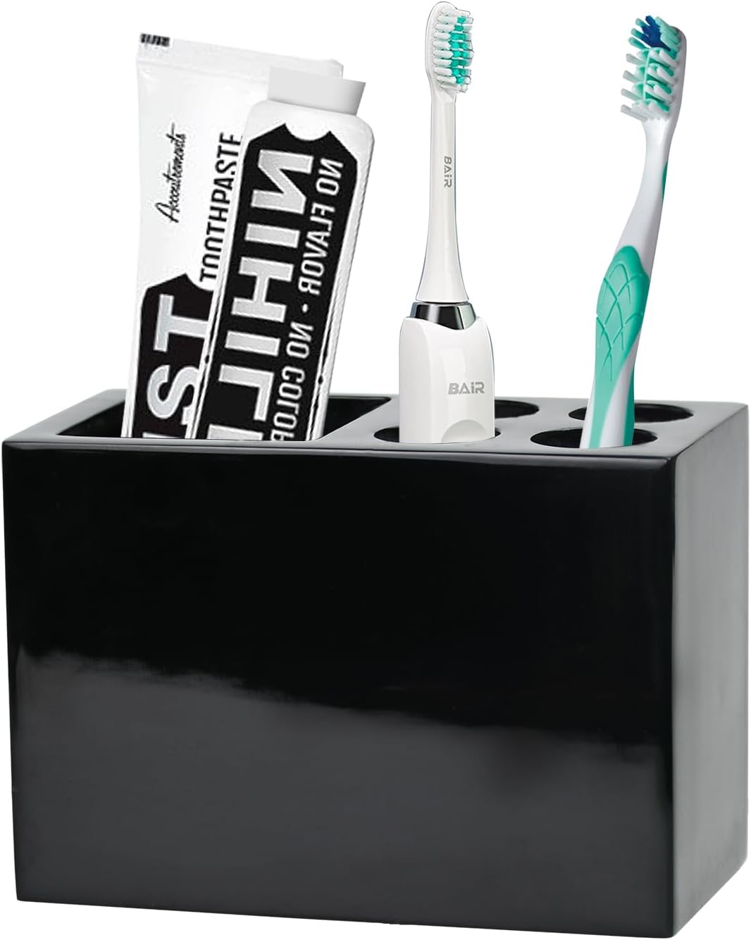 Bathovati Black Toothbrush Holder for Bathroom Marble Organizer