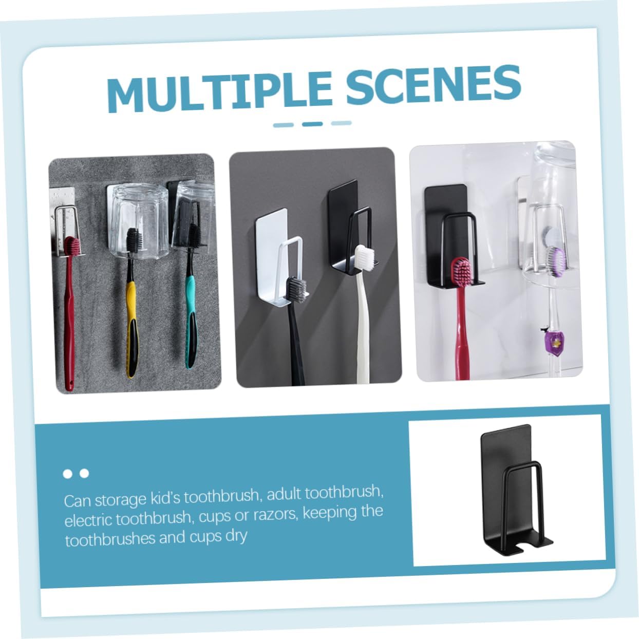 Zerodeko 2-Piece Wall-Mounted Suction Cup Toothbrush Holder Stainless Steel and Durable