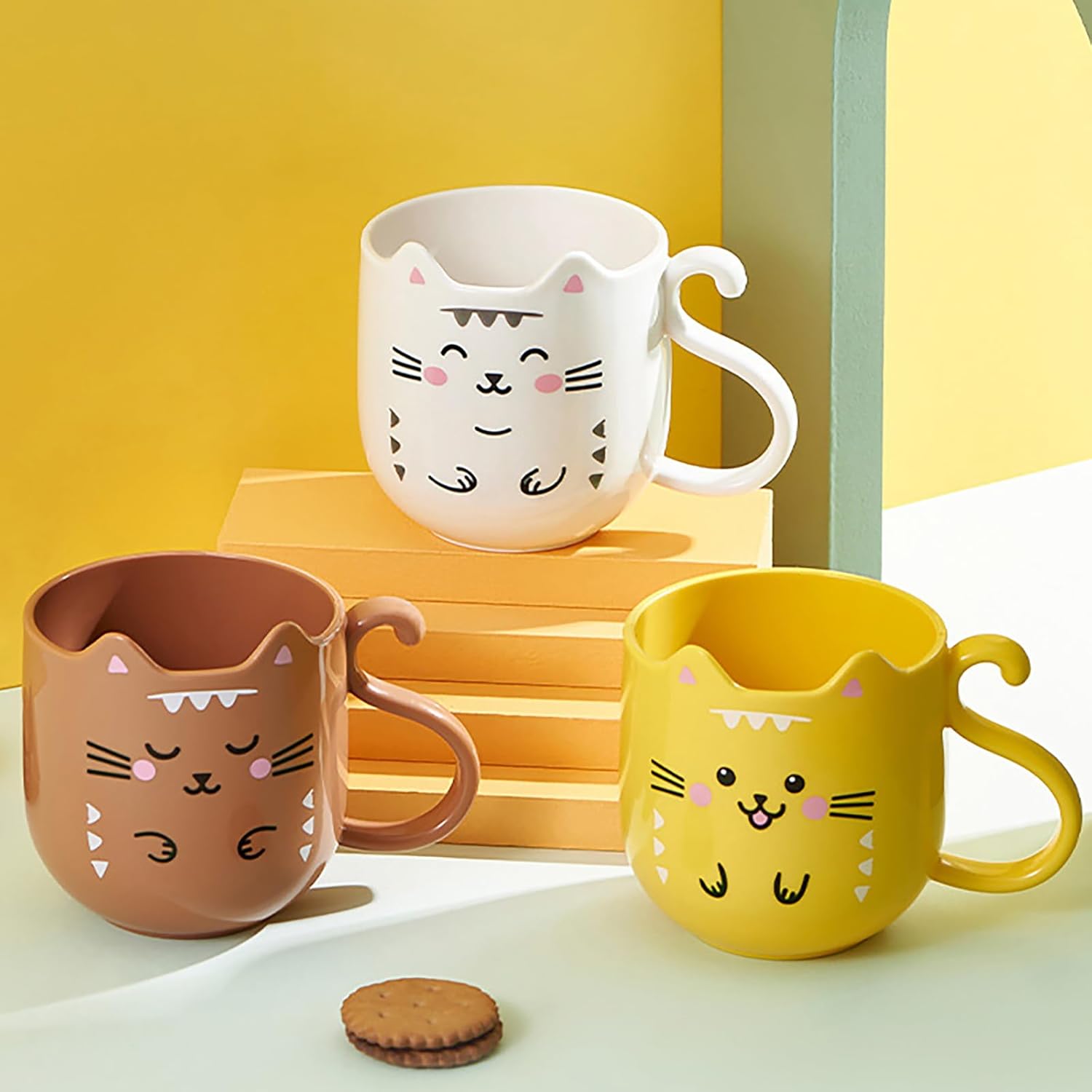 Creative Kitten Mouthwash Cup and Toothbrush Holder for Bathroom