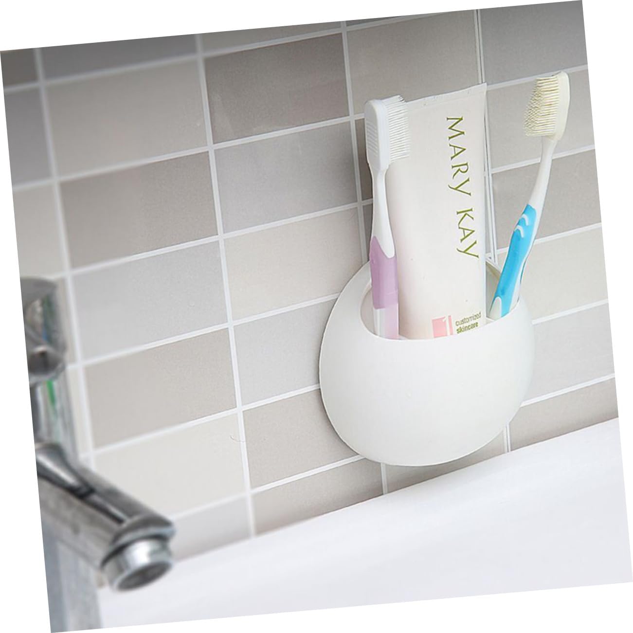 Easy Suction Cup Toothbrush Wall Organizer