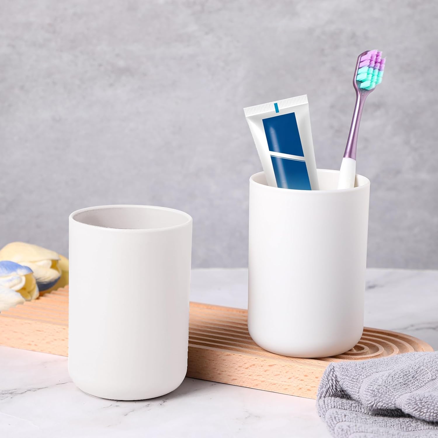 Premium 2-Piece Toothbrush Holder Cups