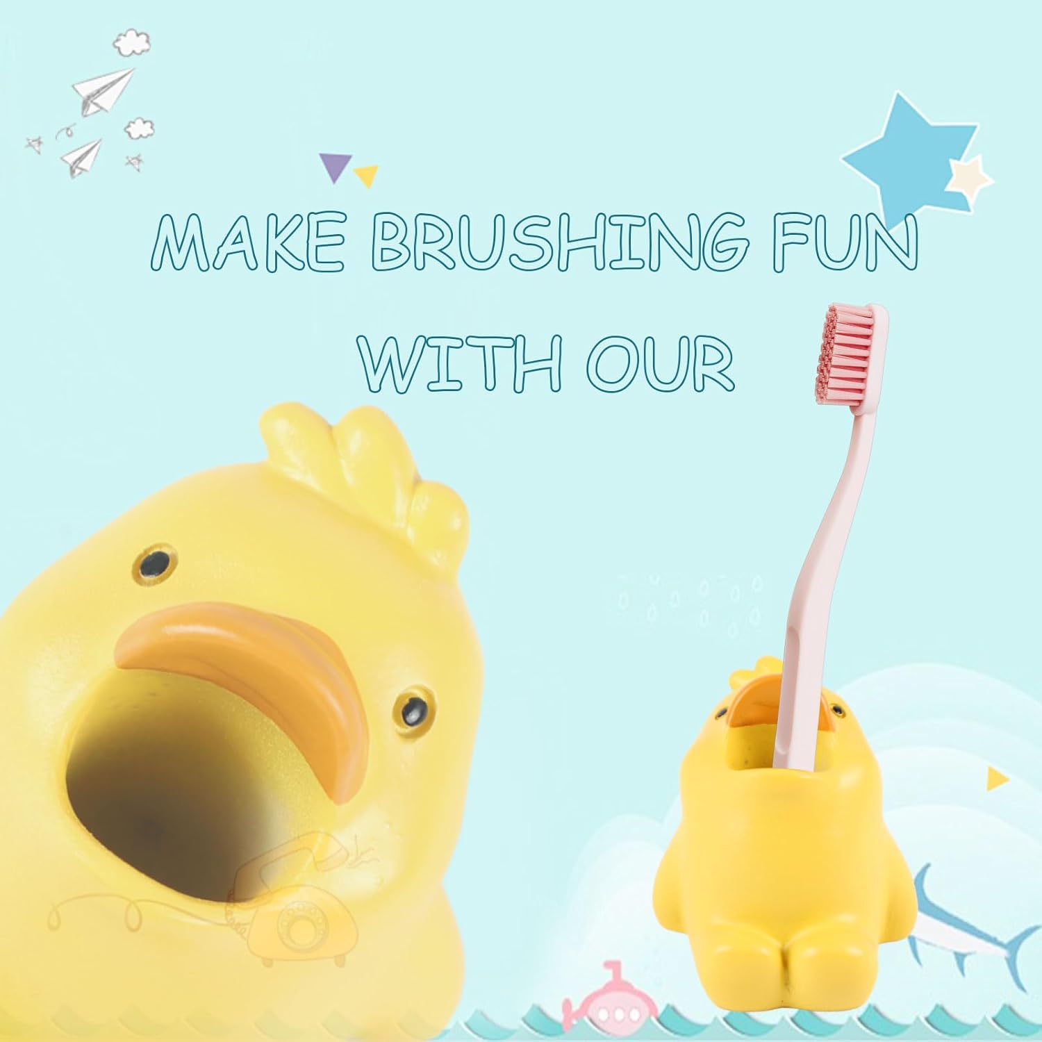 ADORABLE RESIN TOOTHBRUSH HOLDER - CUTE DUCK PEN PENCIL