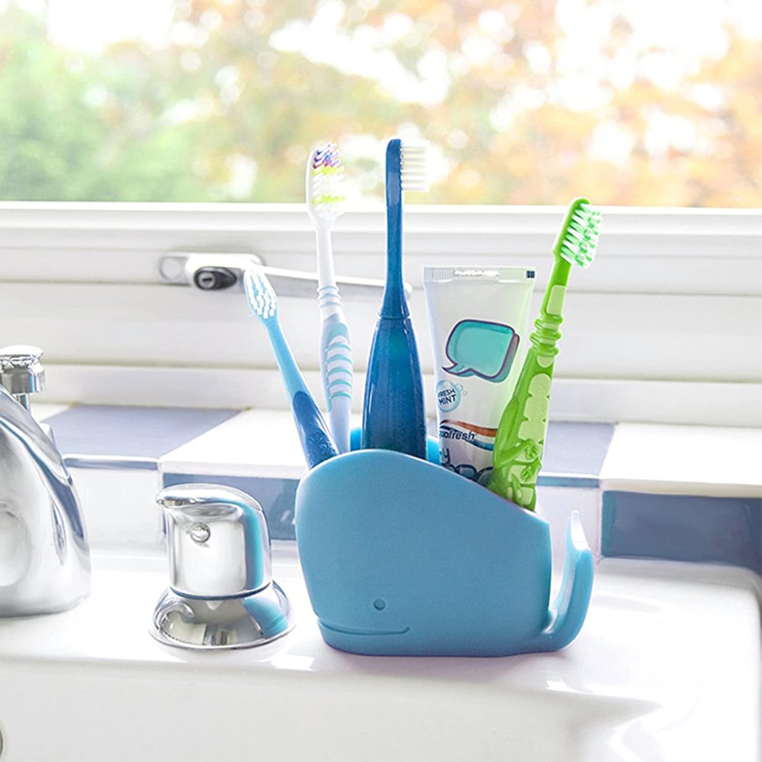 Cute Whale Kids Toothbrush Holder White