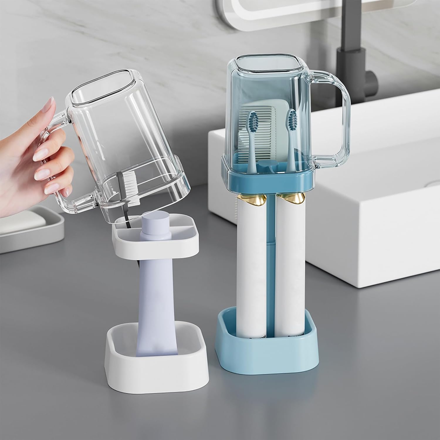 Premium Toothbrush Holder with Cup Divider