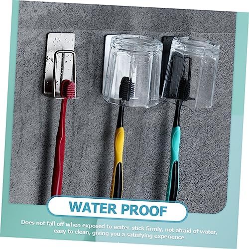 2-Piece Wall Adhesive Toothbrush Holder Stainless Steel Surface for Easy Cleaning