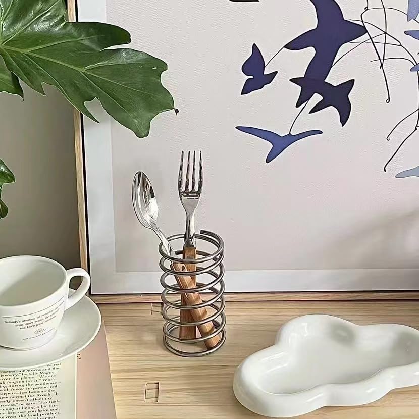Spring-Shape Stainless Steel Toothbrush Holder