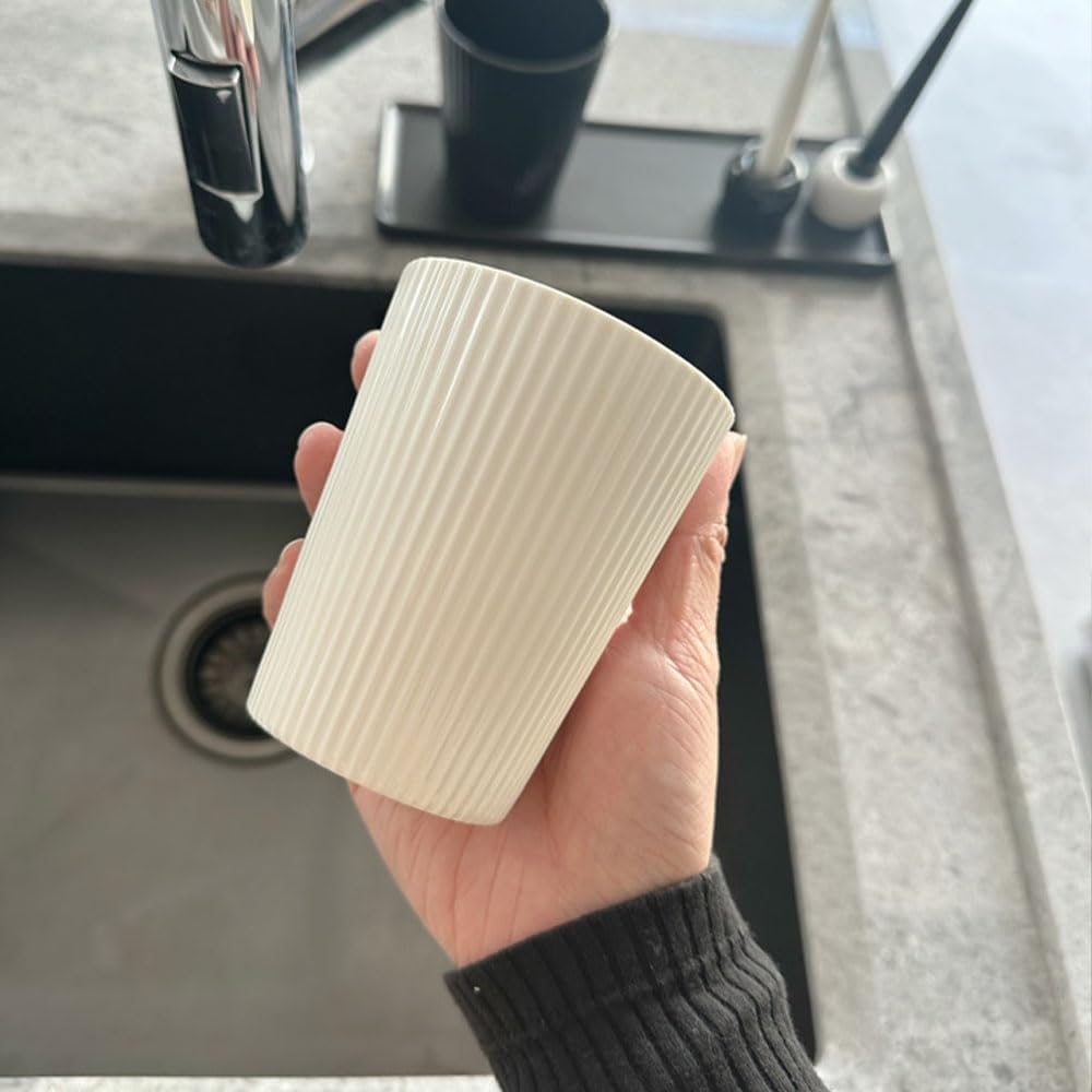 Stylish Bulk-Proof Vertical Stripe Toothbrush Cup Perfect for Morning Coffee
