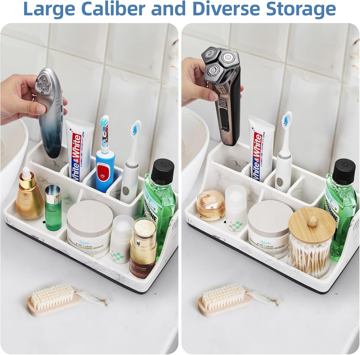 Marble-Effect Toothbrush Organizer