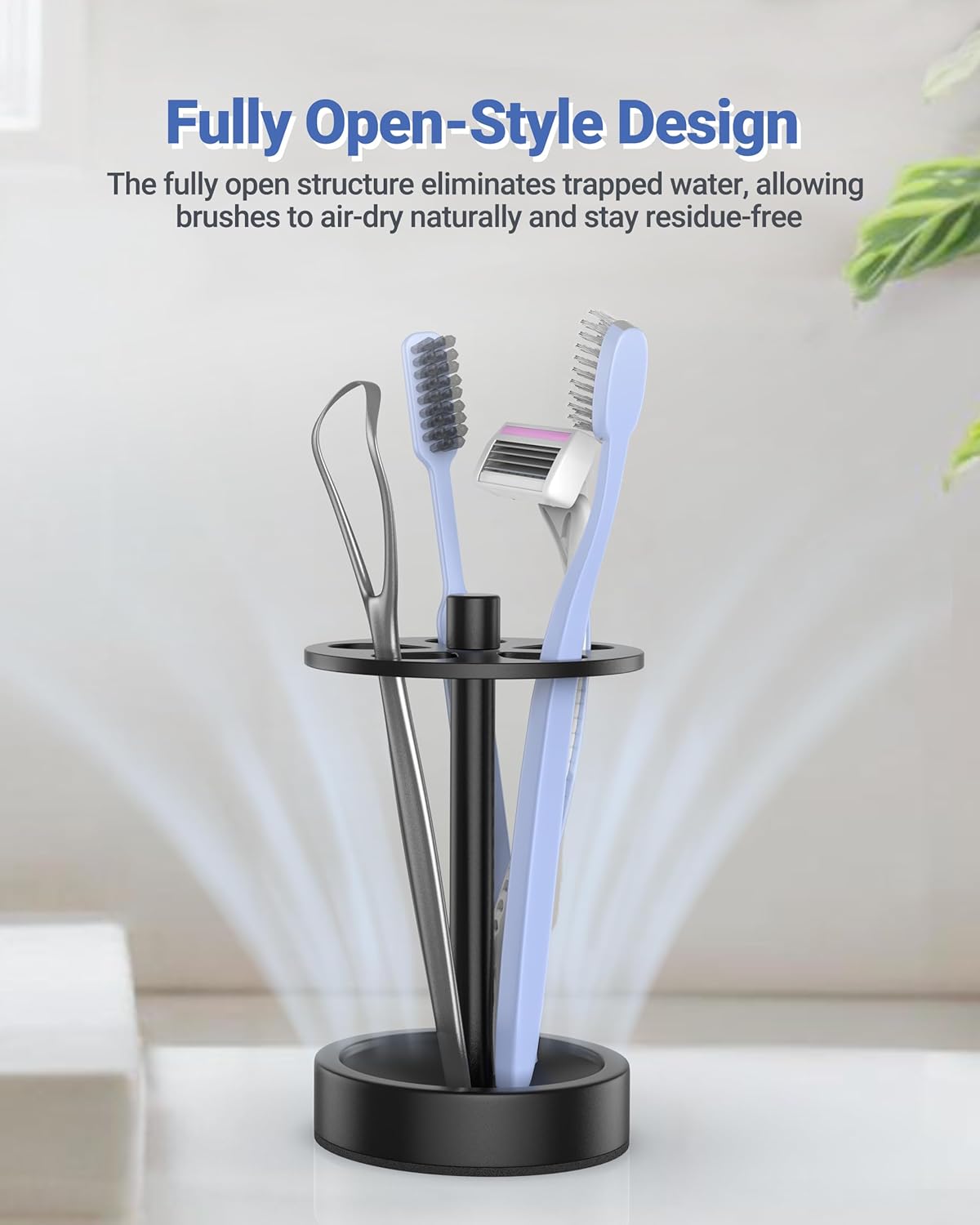 Black Toothbrush Holder Stand for Bathroom