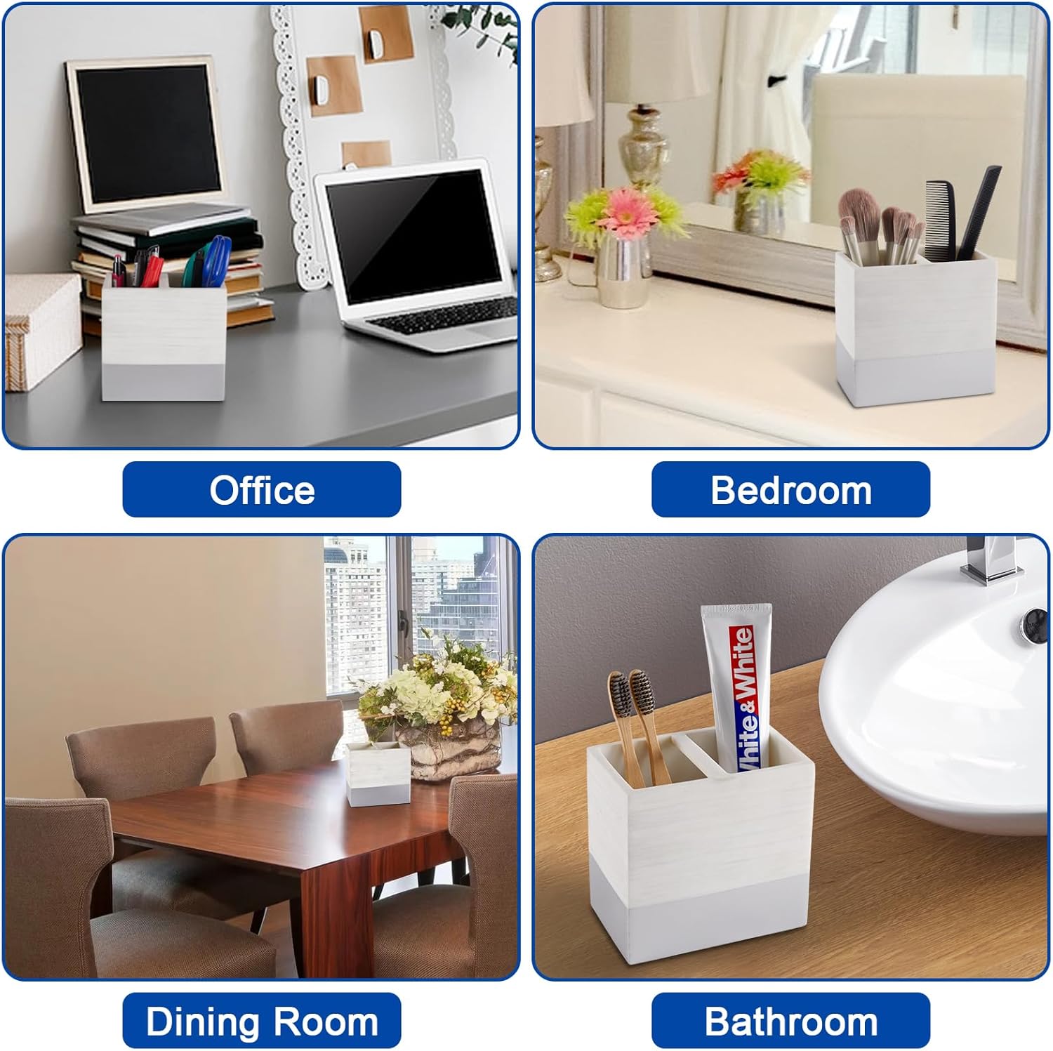 Toothbrush Holder with Anti-Slip Base for Bathroom Countertop Organizer