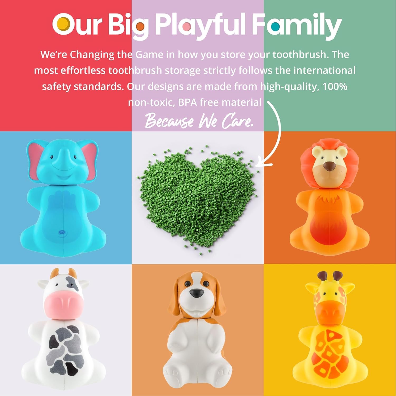 Flipper Fur Friends Series - 3 Piece Plush Toothbrush Covers for Kids