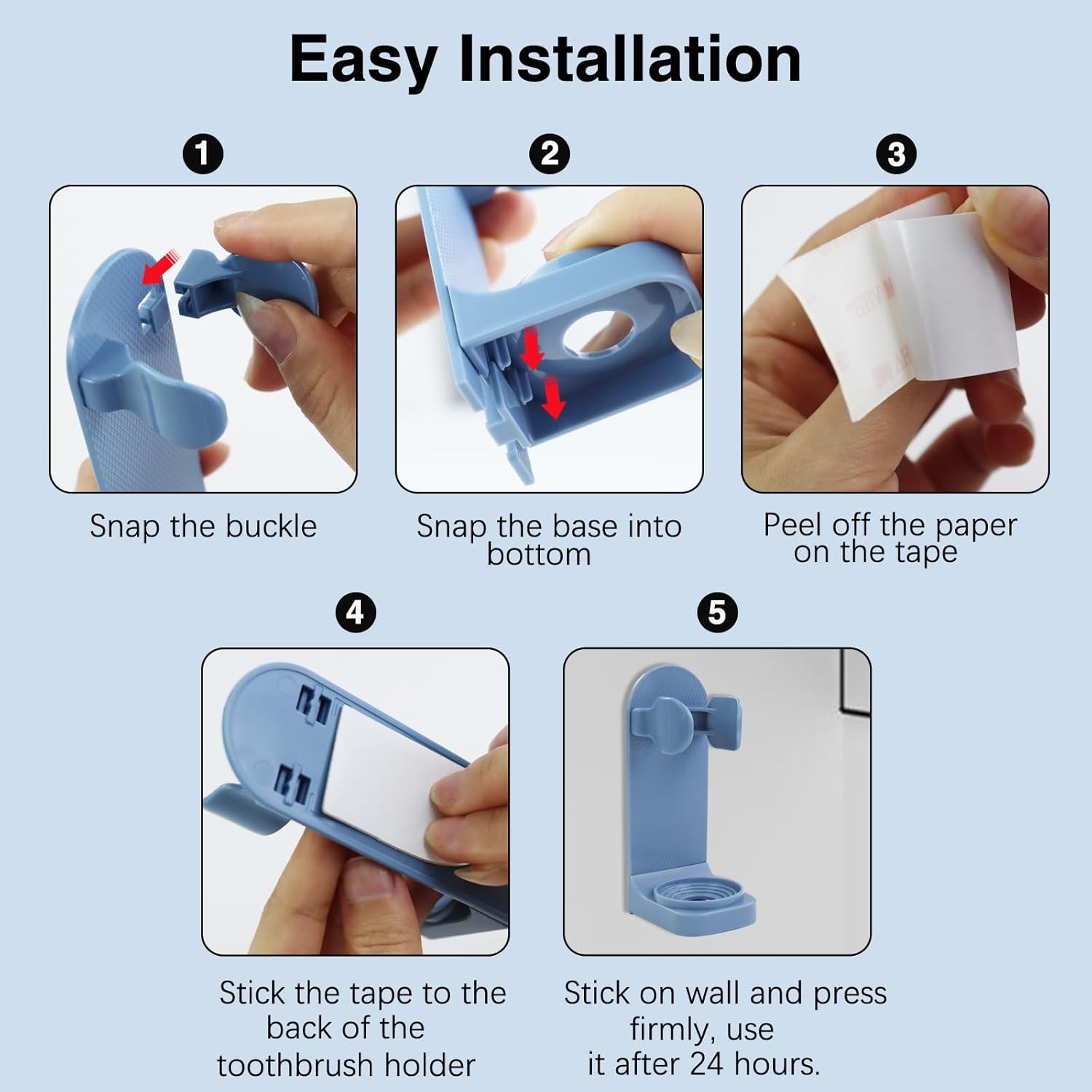 Feelorna 2 Pcs Electric Toothbrush Holders Wall Mounted No Drilling Organizer