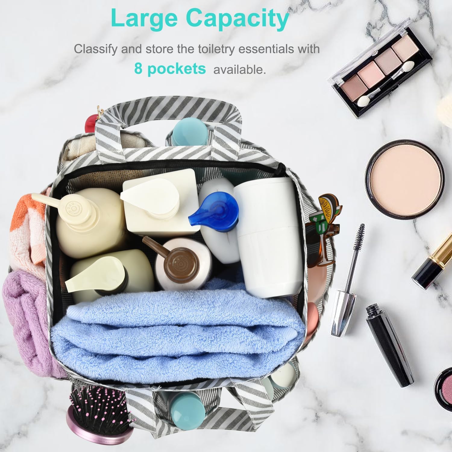 Haundry Mesh Shower Caddy Tote with 8 Pockets