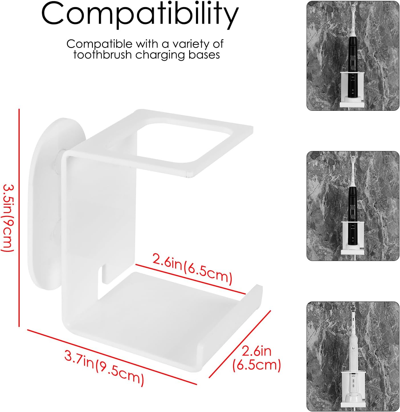Electric Toothbrush Holder Wall Mount 2 Pack White