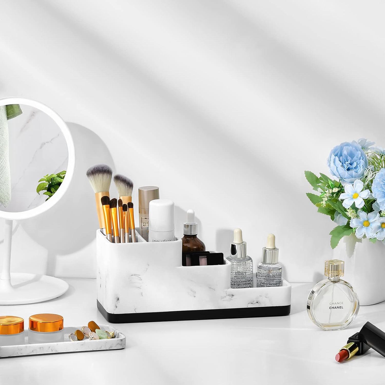 VITVITI 5 Compartment Toothbrush Holder Marble Design Bathroom Organizer