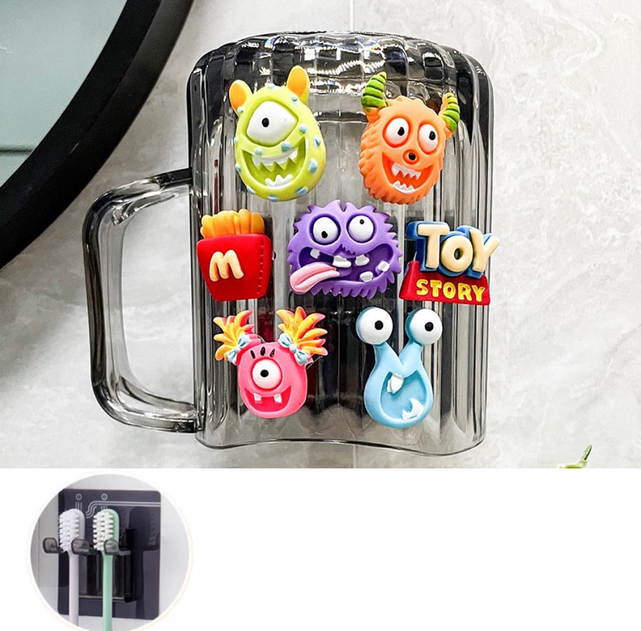 Bathroom Set with giggles - 2 Pc - Touchless Toothpaste Dispenser