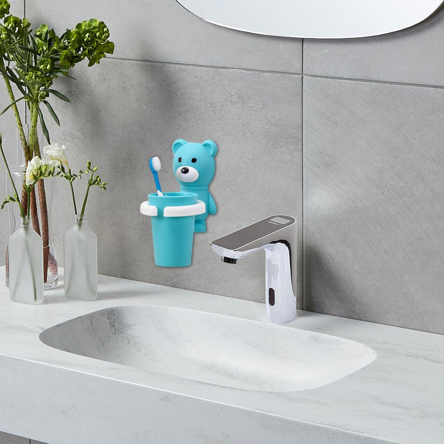Kids Bear Toothbrush Holder with Cup Set
