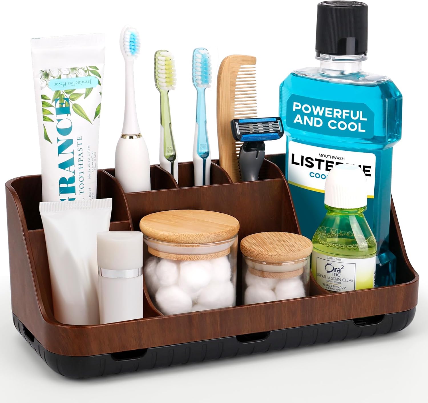 GFWARE Wood Toothbrush Holder with 7 Slots Organizer