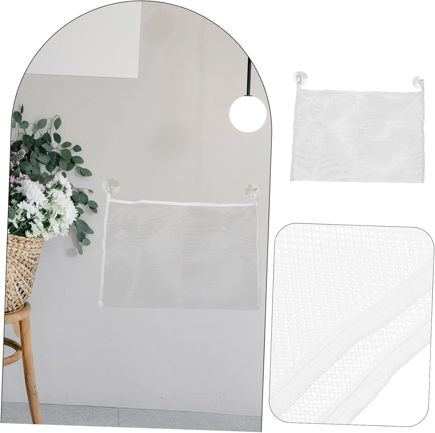 Zerodeko 3pc Hanging Bath Toy Storage Bag Mesh Organizer with Cups
