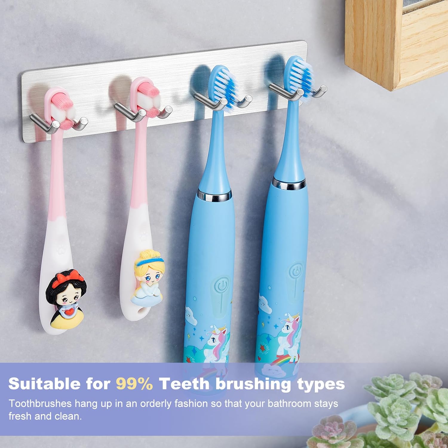 Sturdy Stainless Steel Toothbrush Holder with 3M Adhesive for bathrooms