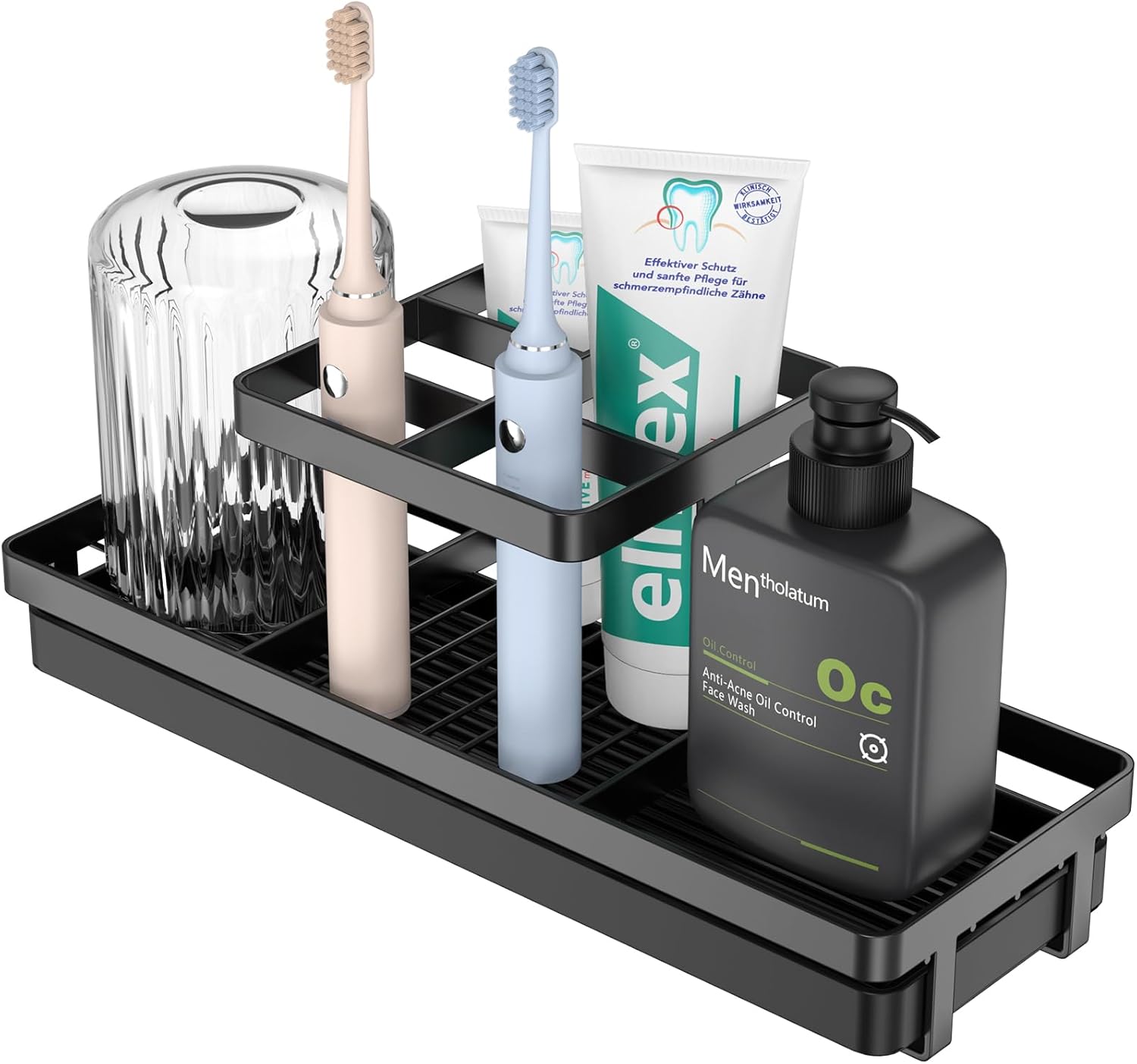 Sturdy 5-Slot Carbon Steel Toothbrush Holder with Drip Tray