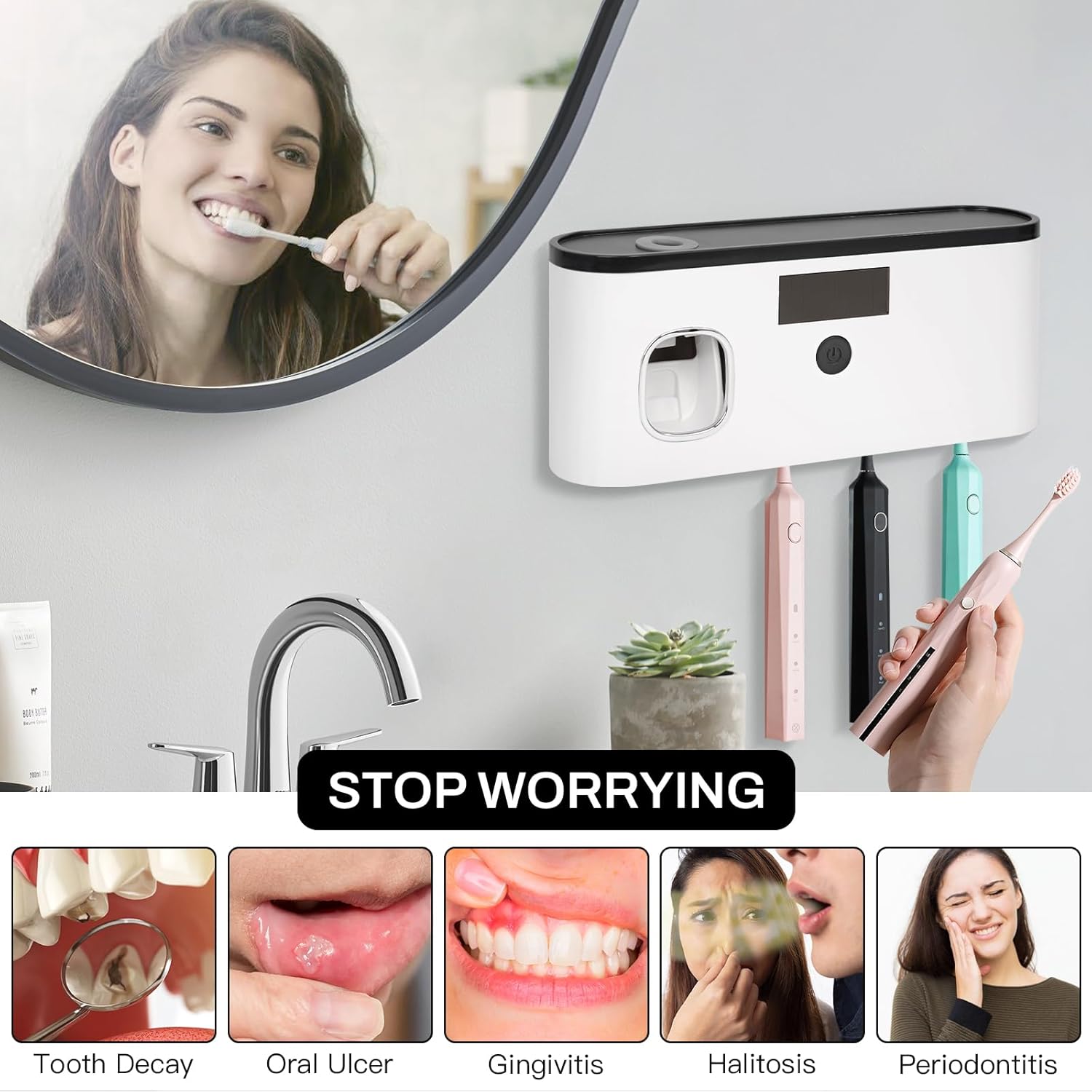 LXIANGN Toothbrush Sterilization Holder for Bathrooms