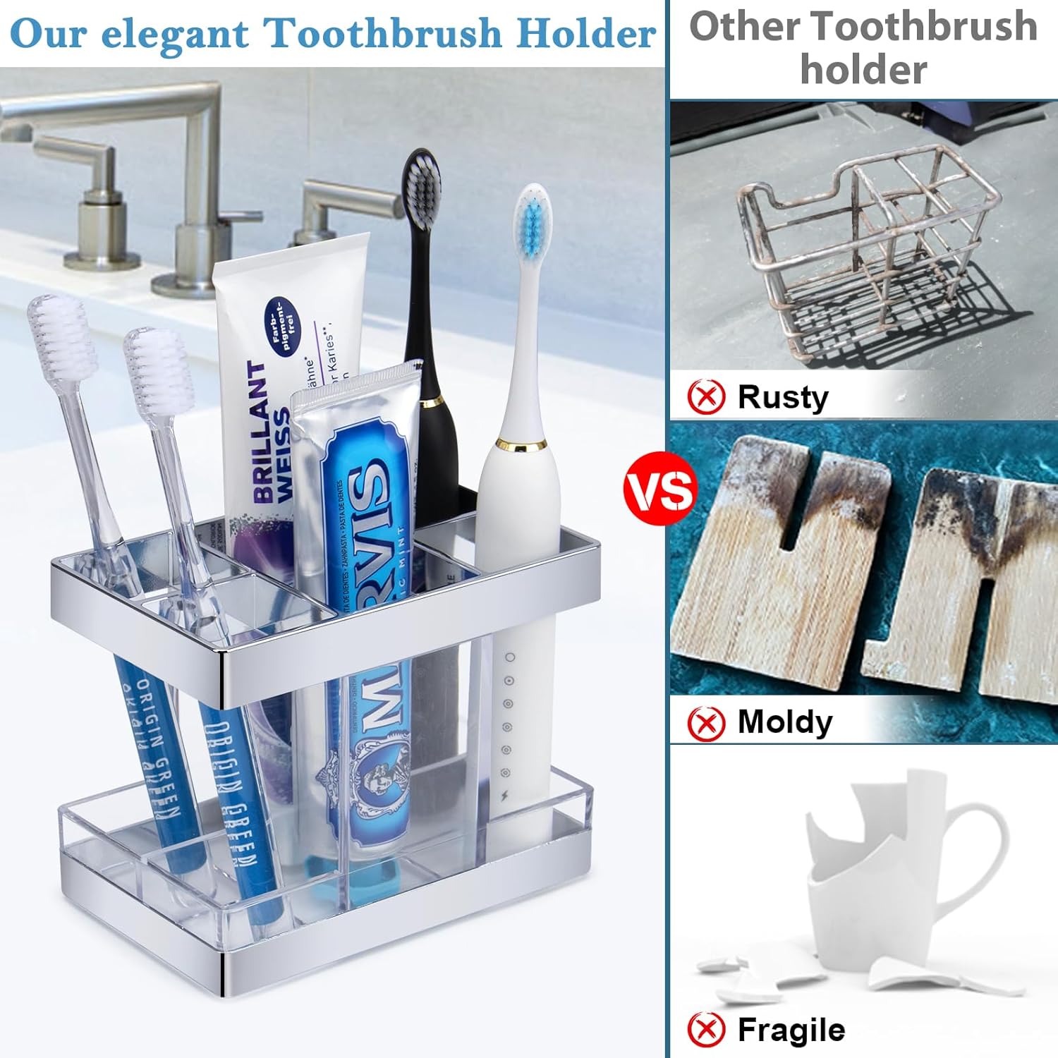 Chintu Rustic Farmhouse Toothbrush Holder for Family Kids