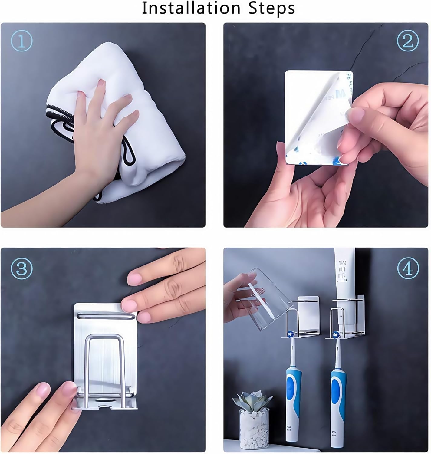 Stainless Steel 3-in-1 Wall-Mounted Toothbrush Holder